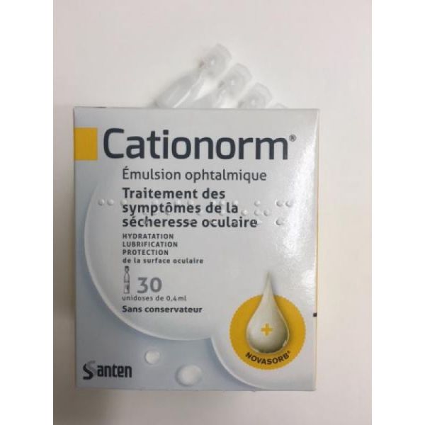 CATIONORM Emulsion Ophtalmique Stérile - En cas de Sécheresse Oculaire - 30 unidoses