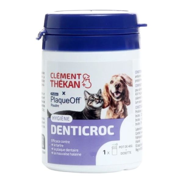 CLÉMENT THÉKAN - Denticroc Plaque OFF - Chiens et chats - Poudre 40 G