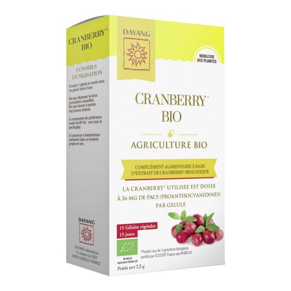 DAYANG CRANBERRY BIO 15 Gélules Végétales - Complément Alimentaire Confort Urinaire