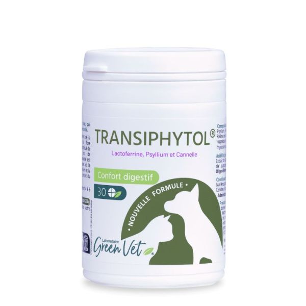 TRANSIPHYTOL Confort Digestif 30 Comprimés Chat et Chien - Lactoferrine, Badamier, Fenouil, Cannelle
