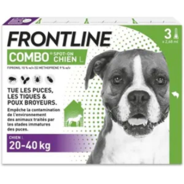 FRONTLINE COMBO Spot On CHIEN L (20 à 40kg) 3 Pipettes de 2.68ml - Anti Parasitaires