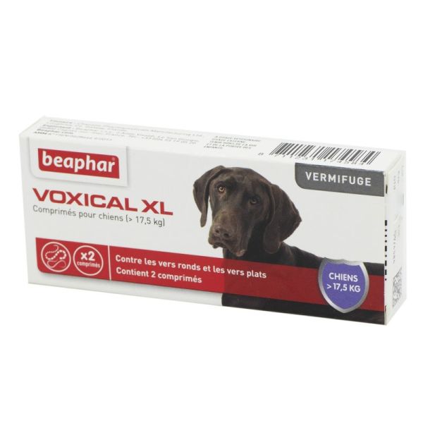 VOXICAL XL Chien de Plus de 17.5kg Bte/2 - Vermifuge Vers Ronds, Vers Plats