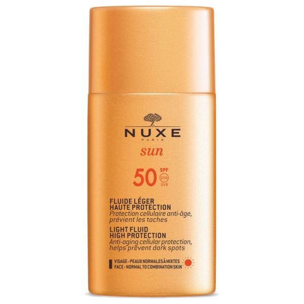 NUXE SUN Fluide Léger Haute Protection SPF50 50ml - Protection Cellulaire Anti-Age Visage