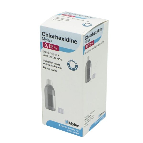 Chlorhexidine Mylan Bain de bouche 0,12 %, 300 ml avec gobelet-doseur