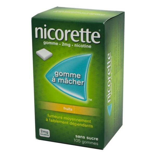 NICORETTE FRUIT 2 MG 105 gommes sans sucre JOHNSON & JOHNSON Pharmacie