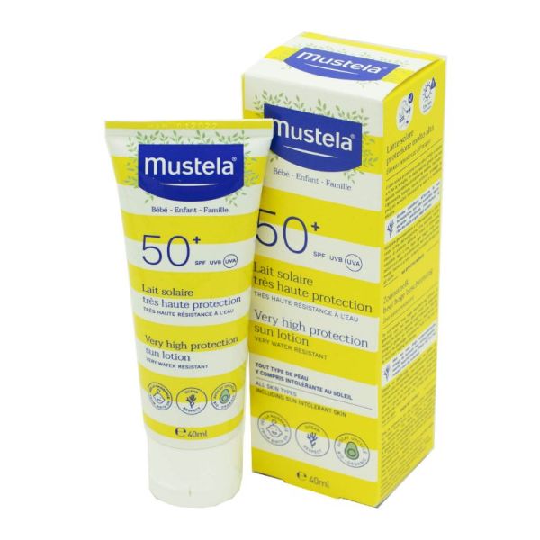 MUSTELA Lait Solaire Très Haute Protection SPF50+ 40ml - Visage et Corps