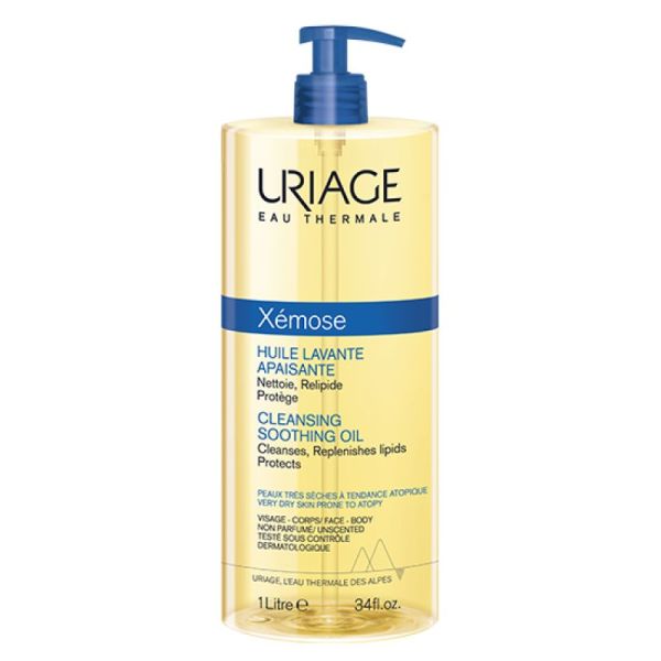 URIAGE Xémose Huile Lavante Apaisante 1000ml - Peaux très Sèches à Tendance Atopique - Douche, Bain