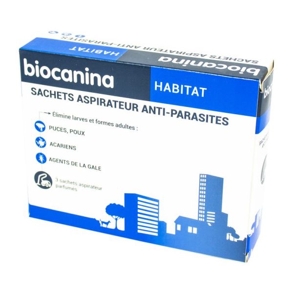 BIOCANINA HABITAT Sachets Aspirateur Parfumés Anti Parasites (Larves, Puces, Acariens, Gale) - Bte/3