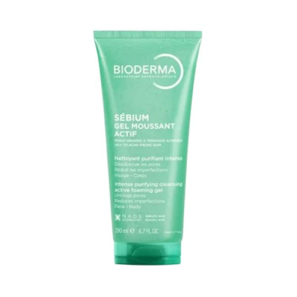 BIODERMA Sébium Gel Moussant Actif 200ml - Peaux grasses à Tendance Acnéique