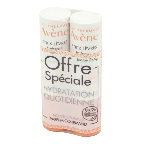 AVENE Stick Lèvres Hydratant Lot de 2x 4g - Hydratation Lèvres Sèches à Très Sèches