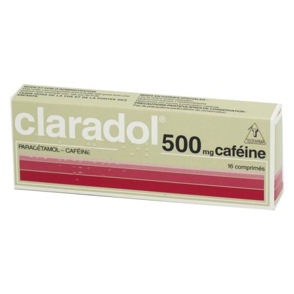 Claradol 500 mg Cafeiné,  16 comprimés