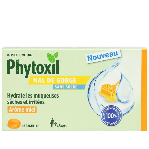 Phytoxil Mal de gorge miel sans sucre 16 pastilles