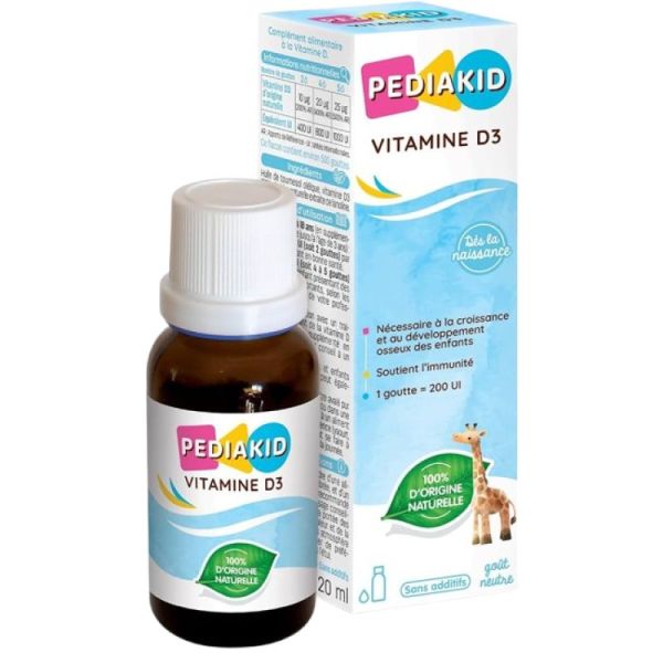 PEDIAKID Vitamine D3 200 UI 20ml - 100% d' Origine Naturelle