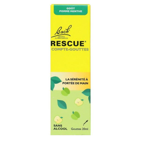 Rescue Bach compte-gouttes goût pomme menthe 20ml- 5000488304466