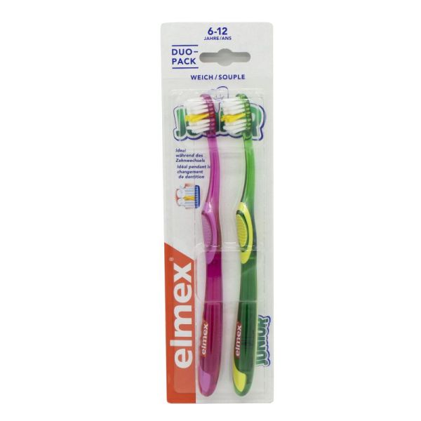 ELMEX JUNIOR 6 à 12 Ans - DUOPACK 2 Brosses à Dents Souples