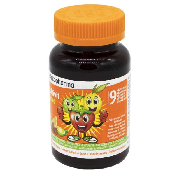 AZINC MULTIVIT 60 Gommes Vitaminés - Fatigue, Energie - 9 Vitamines - Goût Fruité