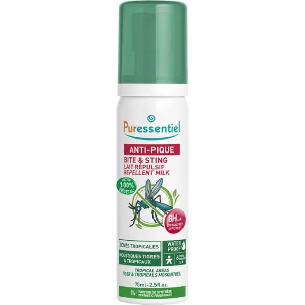 PURESSENTIEL ANTI-PIQUE Lait Répulsif Waterproof dès 6 Mois 75ml - Zones Tropicales