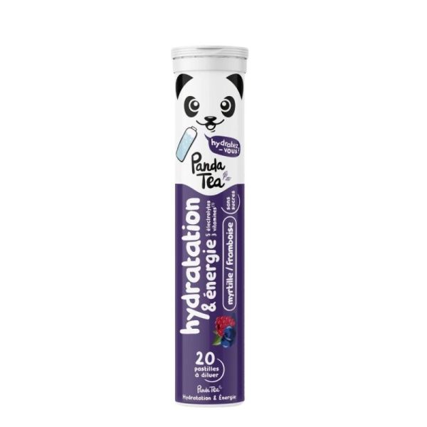 PANDA TEA - 20 Pastilles Hydratation & Énergie - Myrtille / Framboise