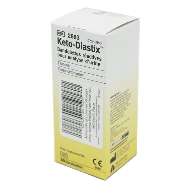 KETO DIASTIX Bandelette Réactive pour Analyse d' Urine - Test Urinaire Pour Glucose, Kétone