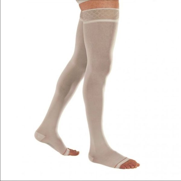 VENOFLEX Clinic Blanc - Bas Cuisse Anti Stase de Contention Homme Classe 2 - 15-20 mmHg / 20.1-27 hP