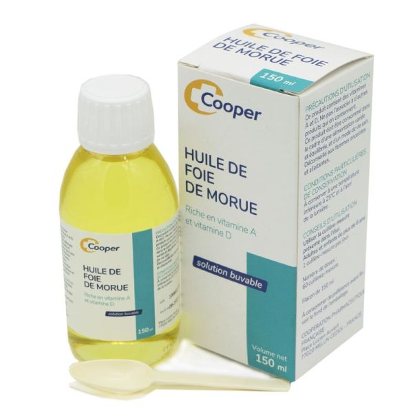 COOPER Huile de Foie de Morue Riche en Vitamine A et Vitamine D - Solution Buvable 150 ml