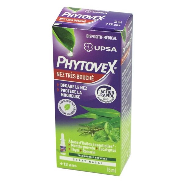 PHYTOVEX Nez Très Bouché Spray Nasal 15ml - Encombrement Nasal - Rhume, Rhinite, Sinusite