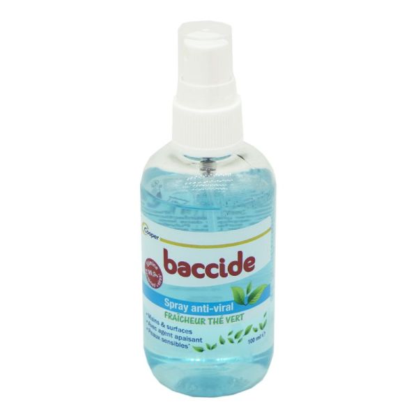 BACCIDE Spray Anti Viral 100ml - Spray Hydroalcoolique Mains et Surfaces -  Elimine 99.9% des Bactéries et Virus