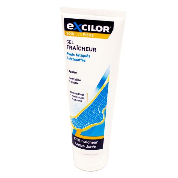 EXCILOR Soin des Pieds Gel Fraîcheur - Soin Podologique pour Pieds Fatigués et Echauffés - T/125ml