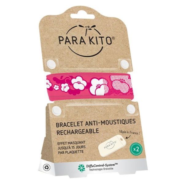 Bracelet Anti-moustiques PARAKITO Réutilisable - Taille Junior 3+ - 2 Plaquettes Aux Huiles Essentielles (1 Mois De Protection) - Sans DEET, Résistant à L'eau