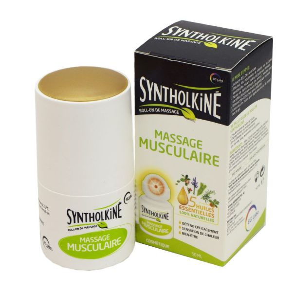 SYNTHOLKINE MASSAGE MUSCULAIRE Roll-On de Massage 50ml - Aux 5 Huiles Essentielles