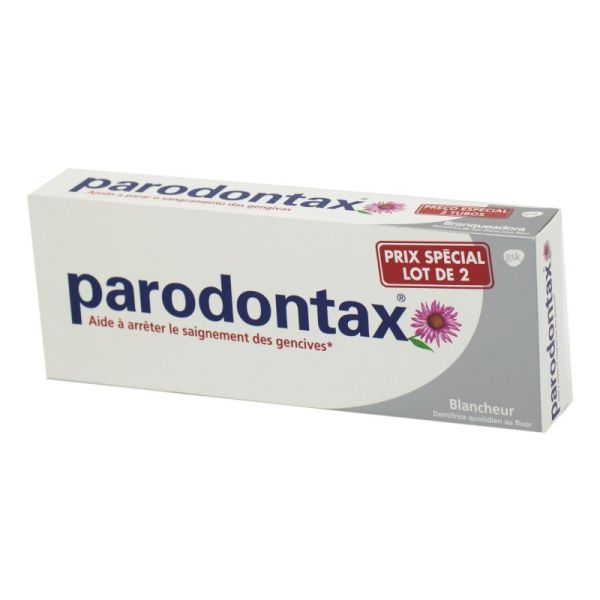 PARODONTAX Blancheur Lot de 2x 75ml - Dentifrice Fluoré - Restaure la Blancheur Naturelle des Dents