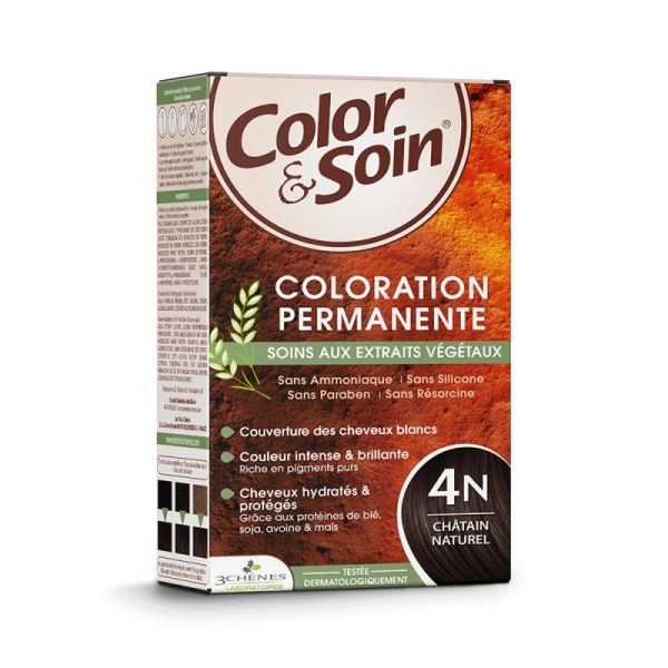 Color & Soin coloration permanente - soins aux extraits végétaux - 4N Châtain Naturel