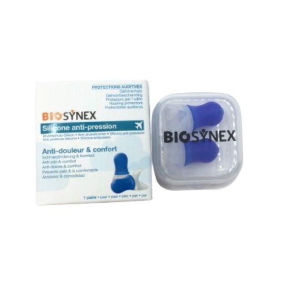 BIOSYNEX - Protections Auditives , silicone anti-pression , anti-douleur & confort - ADULTE / BLEU- 3532678592190