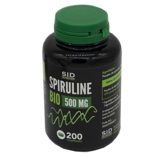 SID NUTRITION Spiruline BIO 500mg 200 Comprimés Système Immunitaire