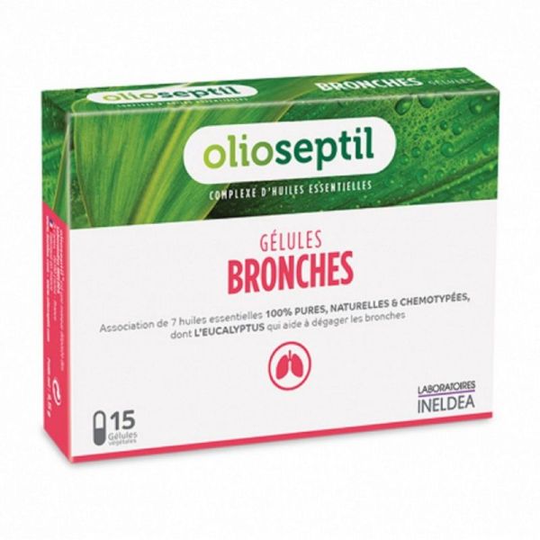 OLIOSEPTIL Bronches 15 Gélules - Confort Respiratoire - A Base de 7 Huiles Essentielles