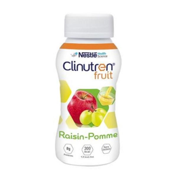 CLINUTREN FRUIT Raisin Pomme 300 Kcal, Boisson Hypercalorique Normoprotéiné - Dénutrition - 4x 200ml