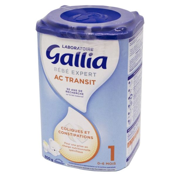GALLIA Bébé Expert AC1 Transit 800g - Lait en Poudre Anti Coliques - 0 à 6  mois - 3041091474711