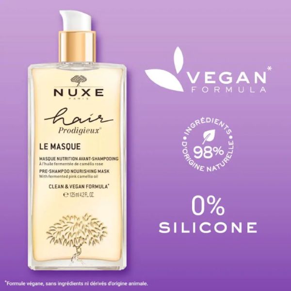 NUXE HAIR PRODIGIEUX Le Masque Nutrition Avant Shampooing 125ml - A l' Huile Fermentée de Camélia Rose