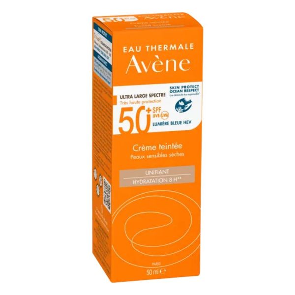 AVENE SOLAIRE Crème Teinté SPF50+ 50ml - Hydratation 8h, Unifiant