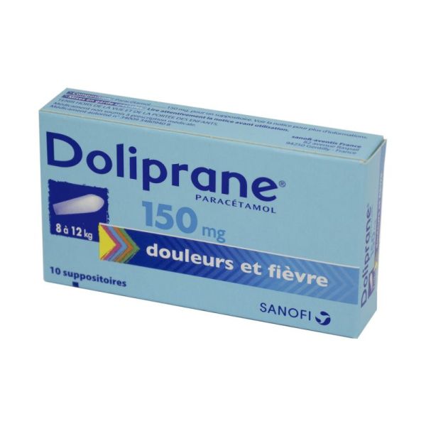 Doliprane 150 mg, 10 suppositoires