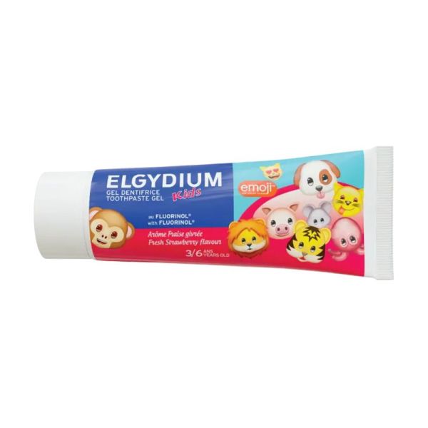 ELGYDIUM KIDS Gel Dentifrice Motif EMOJI 50ml - Enfants de 3 à 6 Ans - Arôme Fraise Givrée