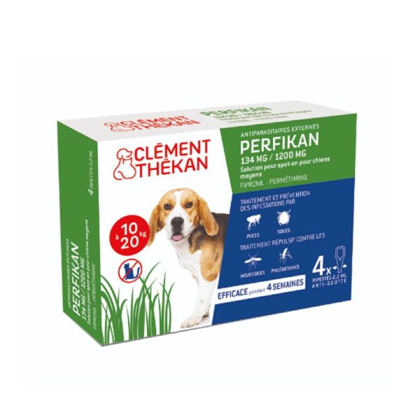 PERFIKAN 134 mg/1200 mg Chiens 10 à 20kg Anti Parasitaires Externes - Pipette 4x 2.20ml