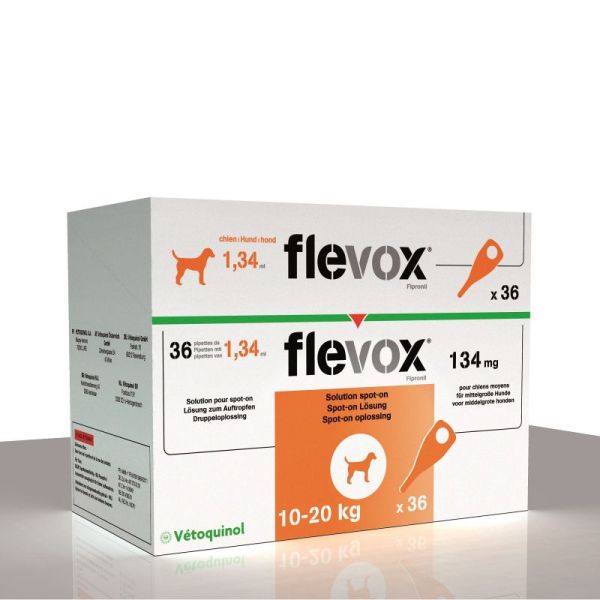 FLEVOX 134mg Chien 10 à 20kg - Pipettes 36x 1.34ml - Spot On Antiparasitaire