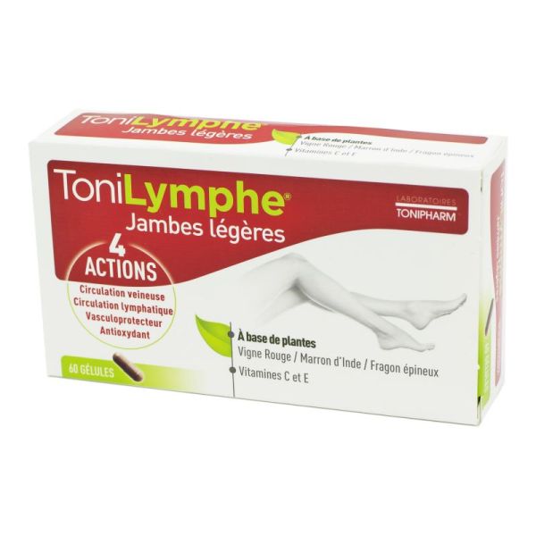 TONILYMPHE 60 Gélules - Complément Alimentaire Jambes Légères, Circulation Veineuse, Lymphatique