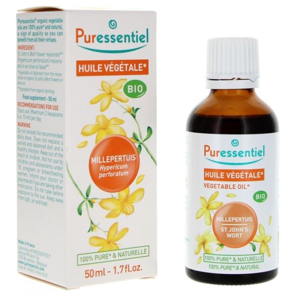 PURESSENTIEL Huile Végétale Bio MILLEPERTUIS (Hypericum perforatum) 50ml - 100% Pure et Naturelle