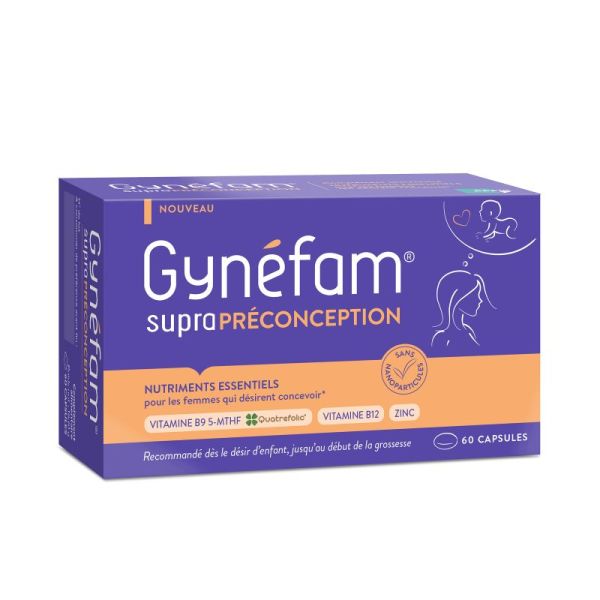 GYNEFAM Supra Préconception 60 Capsules - Complément Alimentaire Désir d' Enfant et Grossesse, Complexe Quatrefolic