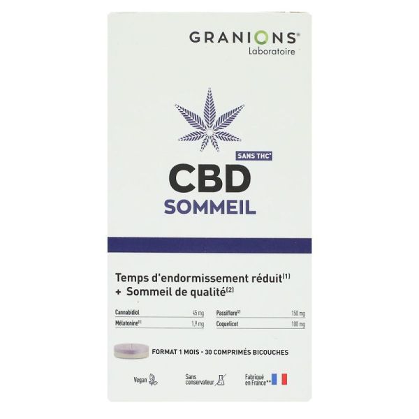 Granions CBD sommeil temps d'endormissement réduit 30 comprimés