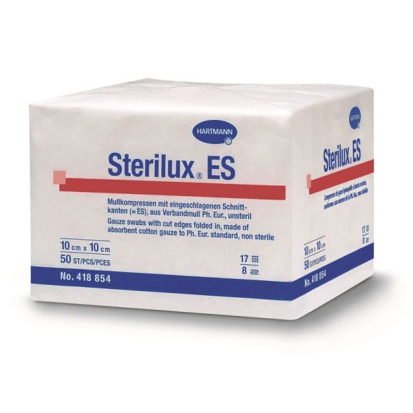 STERILUX ES Compresses Stériles 10 x 10 cm, Compresse de Gaze Coton, Soin et Protection des Plaies