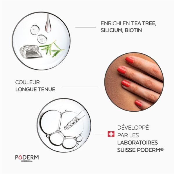 PODERM PROFESSIONAL Color Care Rose Corail 8ml - Vernis à Ongles Tea Tree