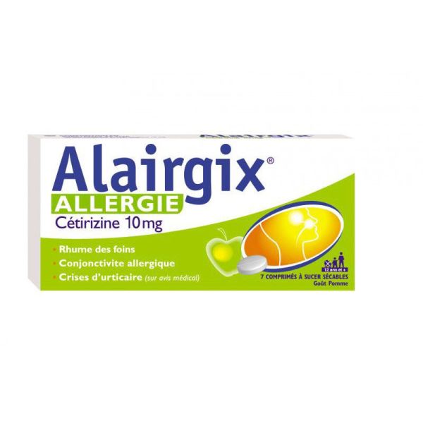 Alairgix Allergie Cétirizine 10 mg,  7 comprimés à sucer sécables